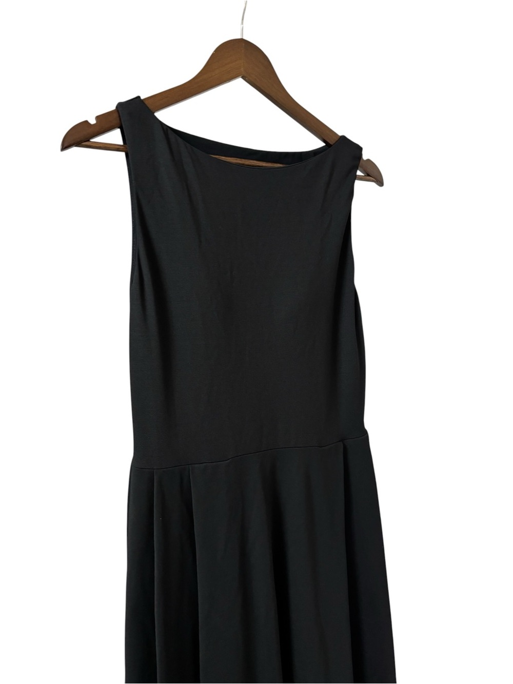 OGL Black sleeveless bamboo sculpting stretch ponte boatneck chic midi dress L - Picture 10 of 16